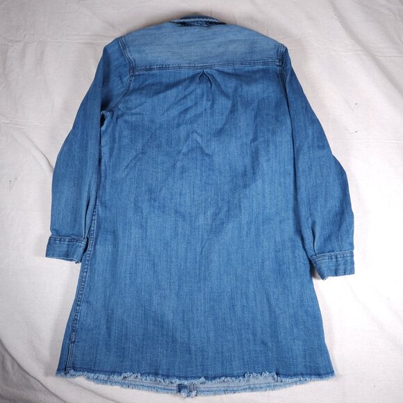 Natural Reflections Denim Shirt Dress Tunic Womens 16 Blue Raw Hem Boho Grunge - Picture 2 of 16